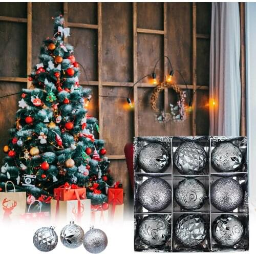 6cm/9Pcs Ball Glitter Hanging Ball Home Party Pendant Decor Holiday Christmas Tree Colorful Ball Baubles Window Ball