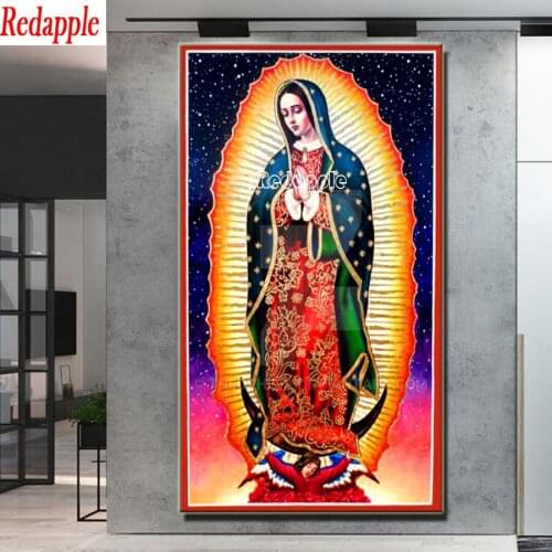 Diamond Painting Mexico Guadalupe Virgin Mary Diamond Embroidered Portrait Religious Cross Stitch Mosaic large size Home Decor