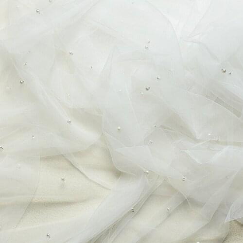 Nail bead white mesh lace fabric wedding veil accessories 150cm handmade DIY clothing dress Photography materials