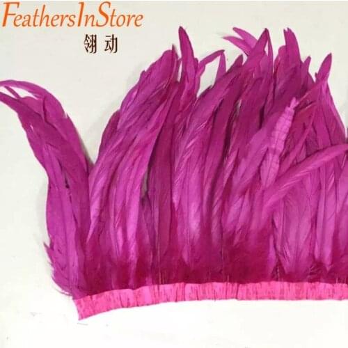 Free shipping 10yard Lavender aubergine color 12-14inch in width Rooster Feather trim Coque rooster feather trim for crafts