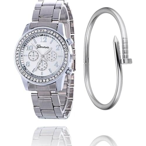 New arrival Luxury Geneva stainless steel strap Casual mens Watches Women Dress Quartz Wristwatches Relogio Feminino 2019 clock