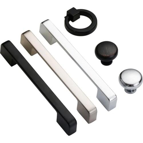 Black Cabinet Handles Furniture Handle Chrome Cupboard Knob Pulls Furniture Hardware Kitchen Handle Cabinet Knob Gold