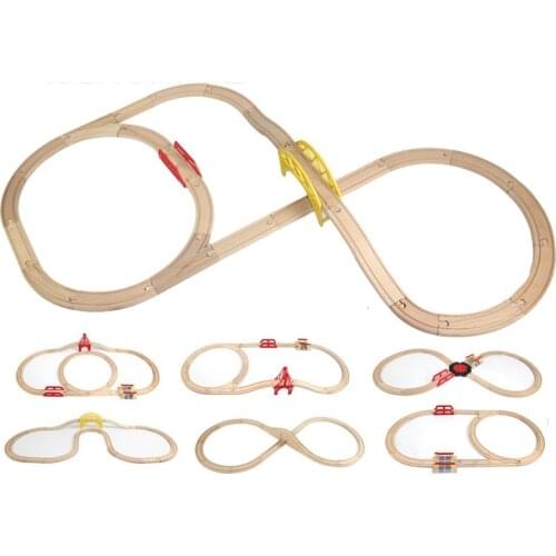 Wooden Train Track Set Compatible Ring Track Circular Orbit Assemble Accessories Magnetic Small Train Puzzle Toys for Children