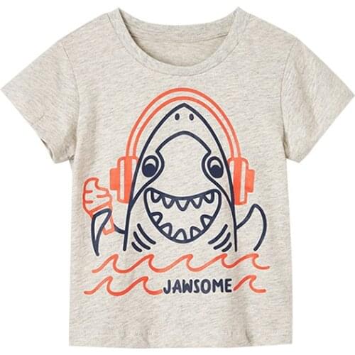 27Kids Boys T-shirt New Animal Design Baby Cotton Summer Clothing Toddler Fashion Music Shark T-shirt Cute Children Play Clothes