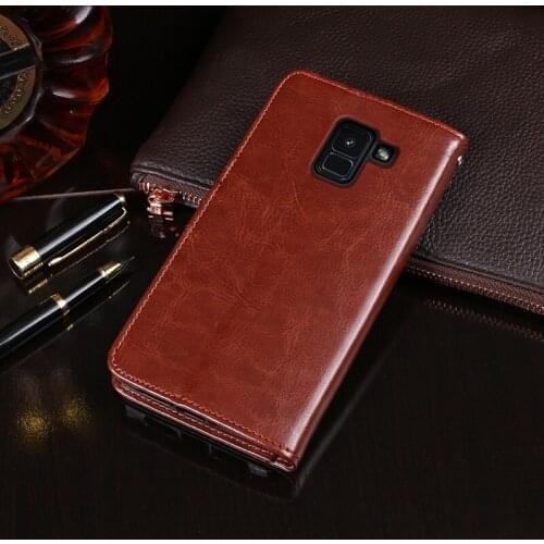 For Samsung Galaxy A8 2018 Case Magnetic Flip Crazy Horse Pattern Leather Case For Samsung A8 Plus 2018 Case Wallet Cover