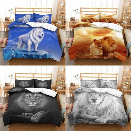Home Textile Luxury 3D Lion Hand Print 2/3Pcs Comfortable Duvet Cover PillowCase Bedding Sets Queen and King EU/US/AU Size