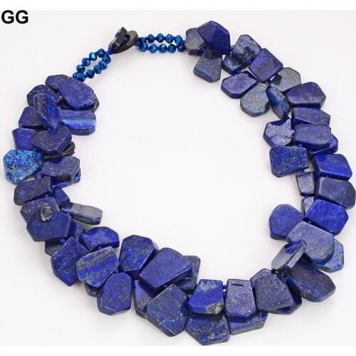 GG Jewelry Stunning Natural Blue Lapis Lazuli Crystal Necklace