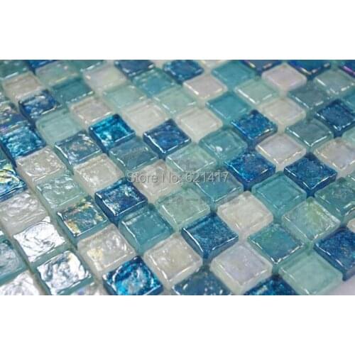 Blue crystal glass mosaic tiles HMGM1118 backsplash kitchen wall tile sticker bathroom floor tile free shipping