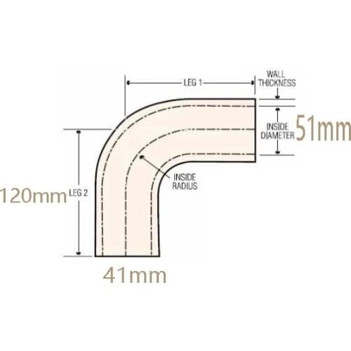Id41/51mm 90 DEGREE 120mm length Intercooler/Turbo Silicone Coupler Hose