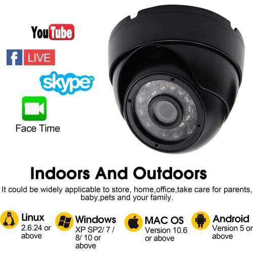 ELP 1080P Full HD Day & Night USB Webcam Dome Outdoor Waterproof IP66 Security CCTV USB Camera for Youtube Skype Live View Video