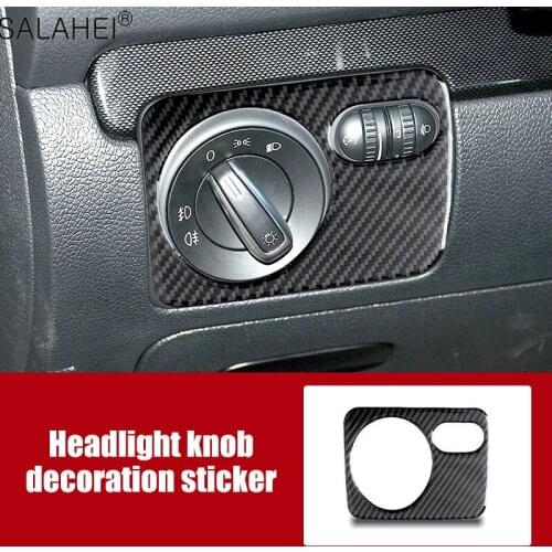 Carbon Fiber Headlight Switch knob Frame Cover Trim Decorative Trim For Volkswagen VW Golf 6 MK6 GTI 2008-2012 Auto Accessories