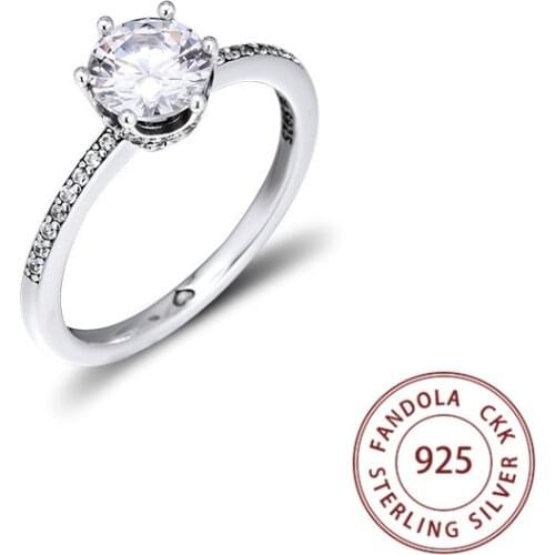 Sparkling Crown Ring femme 925 Sterling Silver Wedding Rings for Women Original Fashion Jewelry anillos mujer Free Shipping