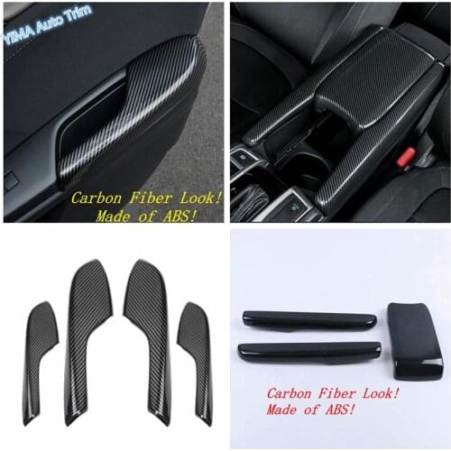 Lapetus Door Handle Armrest Panel Decorative / Armrest Storage Box Decoration Frame Carbon Fiber Fit For Honda Civic 2016 - 2020