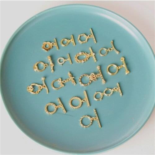 Julie Wang 2 Sets Copper OT Toggle Clasps Golden Connectors Buckle Fastener For Bracelet Necklace Jewelry Making Accessory