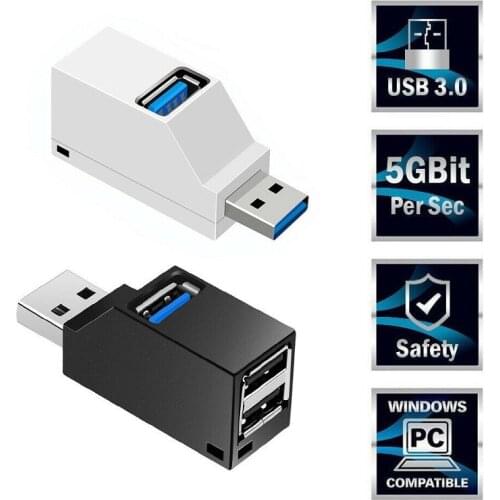 Mini Portable 3 Port USB 3.0 High Speed 5Gbps Hub Fast Charging Splitting Box Rotatable Plug Adapter For PC Laptop Phone MacBook