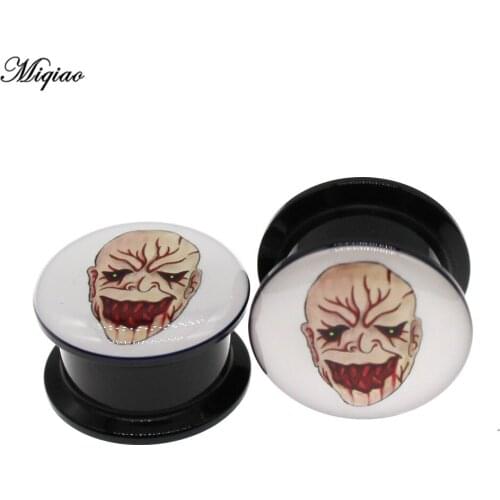 Miqiao 2pcs Personality Acrylic Double Horn Ear Amplifier Halloween Party Accessories Threaded Tunnel Plug Ear Gauge Expander