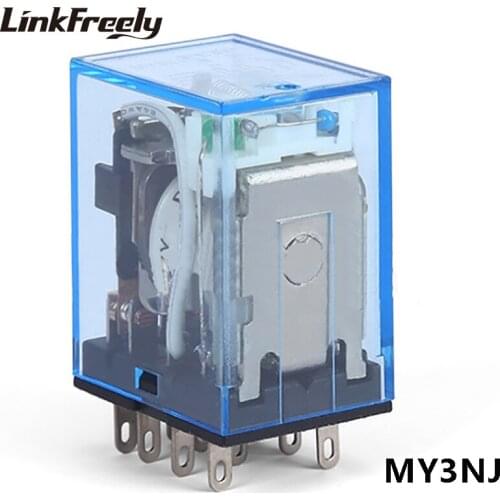 MY3NJ Coil General Purpose Micro Mini Electromagnetic Relay 11 Pin 12V 24V 110V 220V 5A Electronic Power Relay Board 3NO+3NC