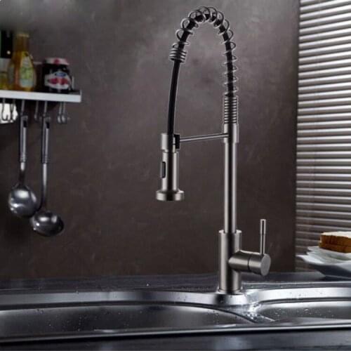 Multi function stainless steel kitchen faucet SUS304 stainless steel pull kitchen faucet stainless steel spring faucet