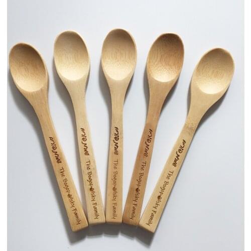 Set of 10 Reusable Bamboo Dinner Spoons for Ice Cream Yogurt Cereal Oatmeal Personalized Tea Spoon for Sugar Seasoning Honey