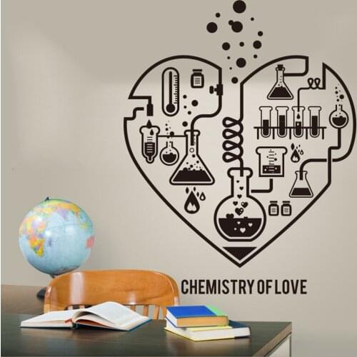 Large Chemistry Science Abstract Heart Wall Decal Laboratory Classroom Geek Chemistry Science Valentine Wall Sticker
