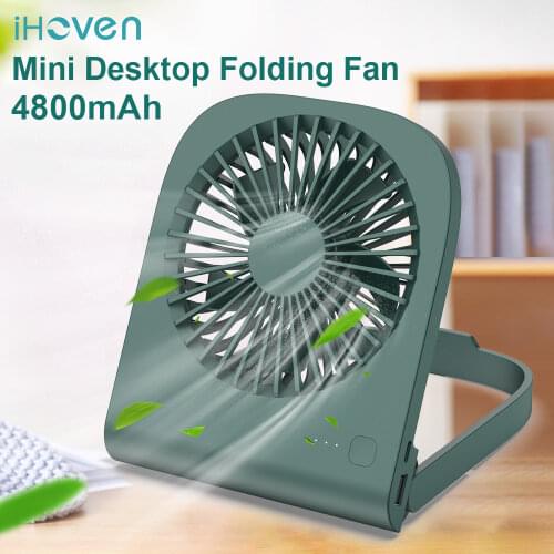 IHoven USB Desk Fan Desktop Table Fan with Power Bank 4800mAh Portable Mini Fan for Office Bedroom Office Air Cooling Cooler Fan