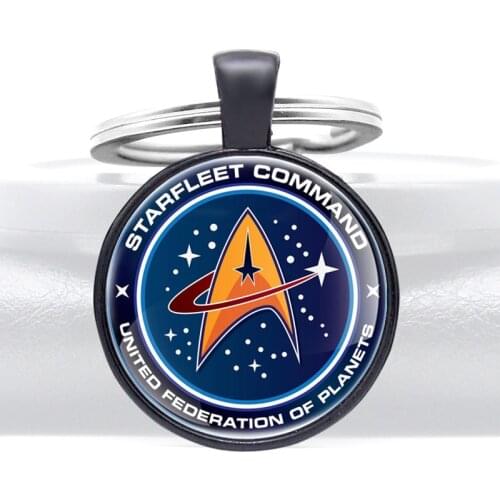2020 New Fashion Starfleet Command Glass Dome key Chains Charms Star Travel Men Women Key Ring Jewelry Gifts