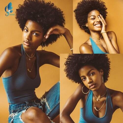 DAN BO Thick Curly Hair Wig Remy Brazilian Short Curly Hair Lady Wig Woman Black Daily Wig