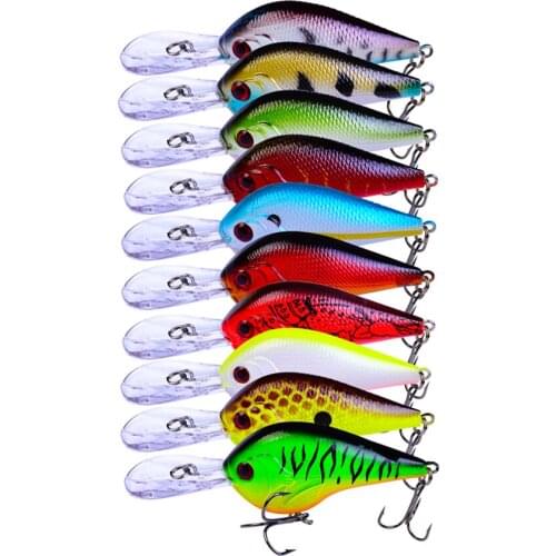 10pcs Crank Fishing Lure Artificial Hard Baits 9.5cm/10g Crankbait Jerkbait Wobbler Fishing Tackle Good Treble Hooks Tackle