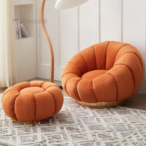 Nordic Luxury Lazy Sofas For Living Room Bedroom Small Sofa Living Room Furniture Single Sofa Scientific Cashmere Pumpkin Sofa