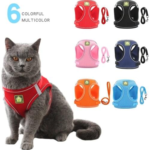 Cat Harness Vest Training Reflective Pet Chest Strap Adjustable Mesh Pet Rope Dog Leash Harnesses Puppy Collar Cat Chest Strap