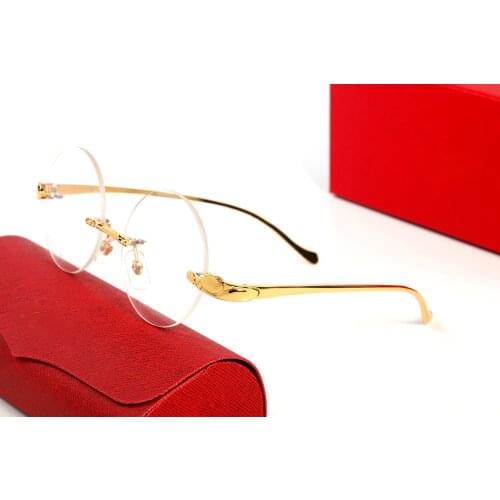 New Sunglasses Men Metal Rimless Mirror Gafas for Women Driving Club Clear Glasses Frame Oculos Shades 141376