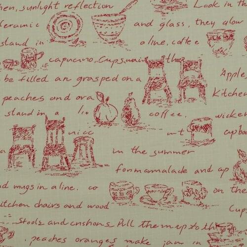 Ripstop Cotton Linen Fabric for sewing pathwork, bedding, hadmaking, Cup chair and letter - red (width=135cm)