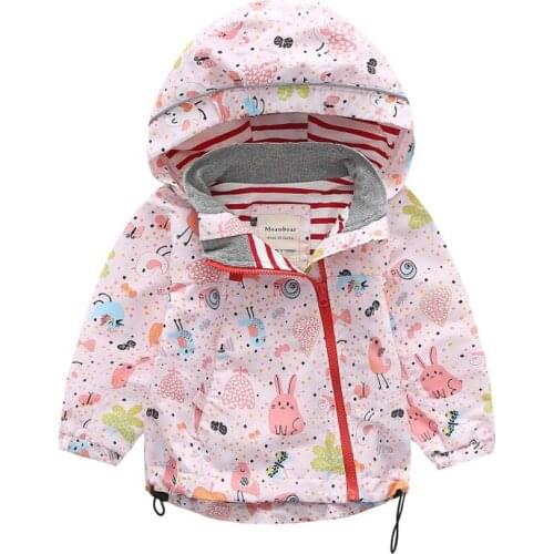 2019 spring new boys and girls hooded jacket coat child baby cartoon cartoon windbreaker jacket