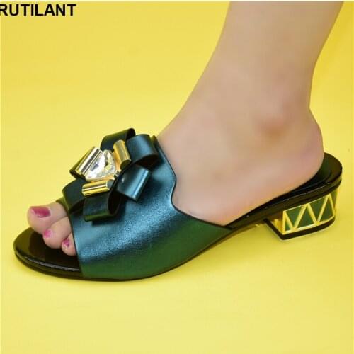 High Quality Italian Design PU Leather Adults Shoes African Woman Shoes Decorated with Rhinestone Special Design for Party