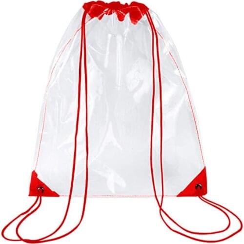 Y166 New Transparent Drawstring Backpack School Tote Gym Bag Sport Pack