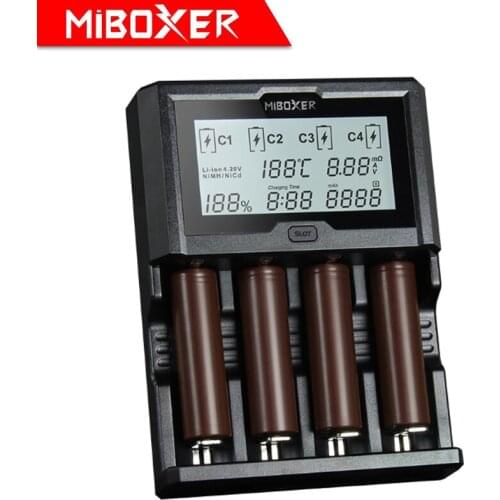 Miboxer C4-12 LCD Screen Battery Charger for Li-ion/Ni-MH/Ni-Cd/LiFePO4 18650 14500 26650 AAA AA rechargeable batteries