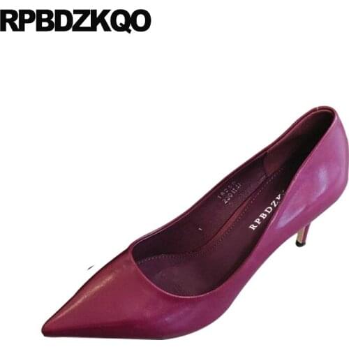 2019 purple Winkle Picker pointed toe black elegant scarpin thin size 4 34 8cm stiletto women high heels pumps office nude shoes