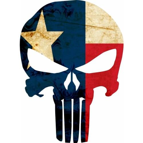 Punisher Texas Flag Bumper Sticker Vinyl Windshield Bumper Motorcycle Tuning Laptop Trunk Decal Waterproof PVC