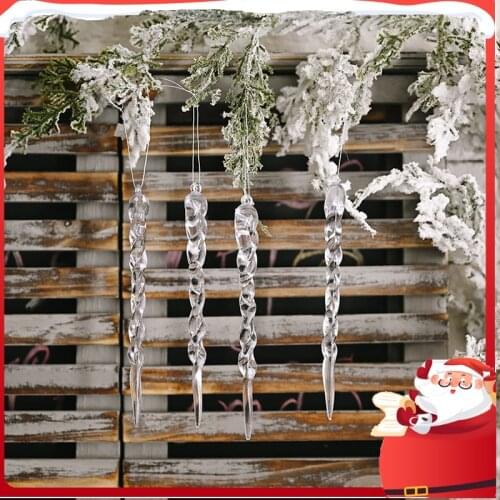 10pcs 13cm Christmas Icicles Hanging Ornament Fake Icicle Winter Party Christmas New Year Decoration Supplies