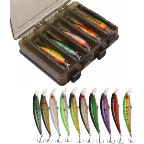 10pcs/box Hard fishing lure Minnow bait with Treble Hook 3D fish Eyes Swimbait for Bass Trout fishing