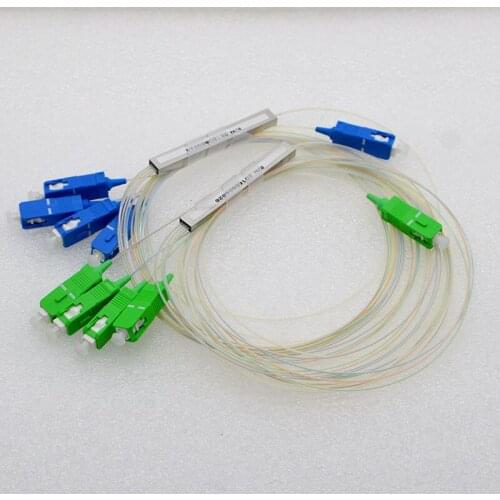 10pcs New Mini Steel Tube Differential Connector SC Singlemode Fiber Optic Connector 1*4 PLC Optic Fiber Splitter Free Shipping