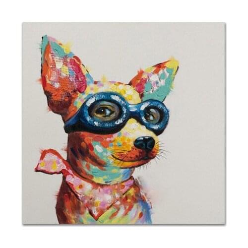 100%-Handmad Palette Knife Oil Painting Knife Cute Chihuahua Dog Oil Painting On Canvas Wall Art Decoration for room wall art