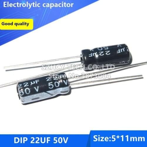 100pcs DIP 22UF 50V 5*11 Electrolytic capacitor