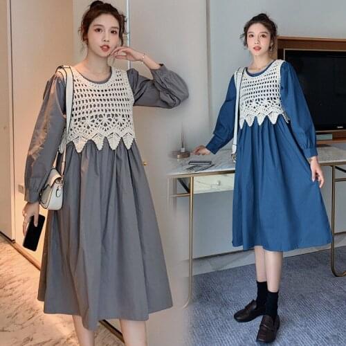 1580# Maternity Clothes O Neck Stylish Sweety 2Pcs Maternity Dress Set Clothes for Pregnant Women Pregnant Women Suit