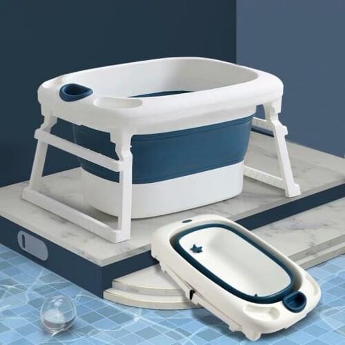 2 in 1 Foldable Bathtub with Safety Position Seat for Newborn Baby Outdoors Collapsible Portable Baby Shower Bathtub
