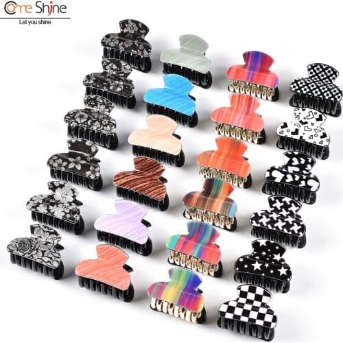 3Pcs/Lot 4cm Colorful Dot Cuet Flower Hair Claw Clip ins Set For Girls Fashion Acrylic Small Crab Clamps Accessories Women