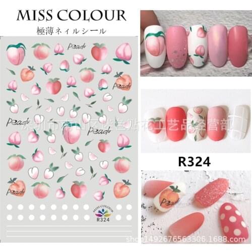 Newest R324 frite and flower design 3d nail sticker Japan Korea type DIY decal decoration tools for nail accessory