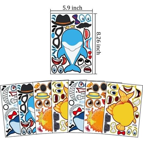 4 PCS Kids DIY Stickers Puzzle Games Make-a-Face Sea Animal Assemble Jigsaw Children Recognition Training Education Toy
