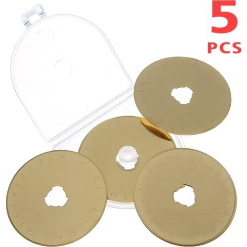 5pcs Rotary Cutter Blades Titanium Coated 45mm Rotary Cutter Blades Set Sharpener for Cloth Fabrics Leather Craft Cutting Tools