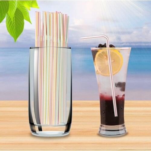 500Pcs Multi-purpose Large Drinking Straws Disposable Colored Elbow Material Straws Juice Drink Milk Tea Straws Accessories